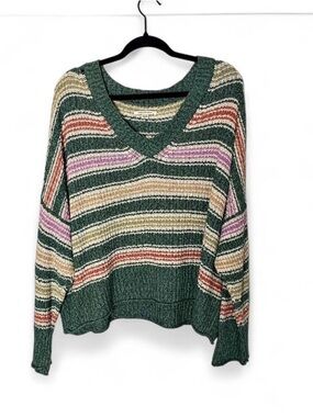 ✨ American Eagle Striped V-Neck Cropped Sweater ✨ XL